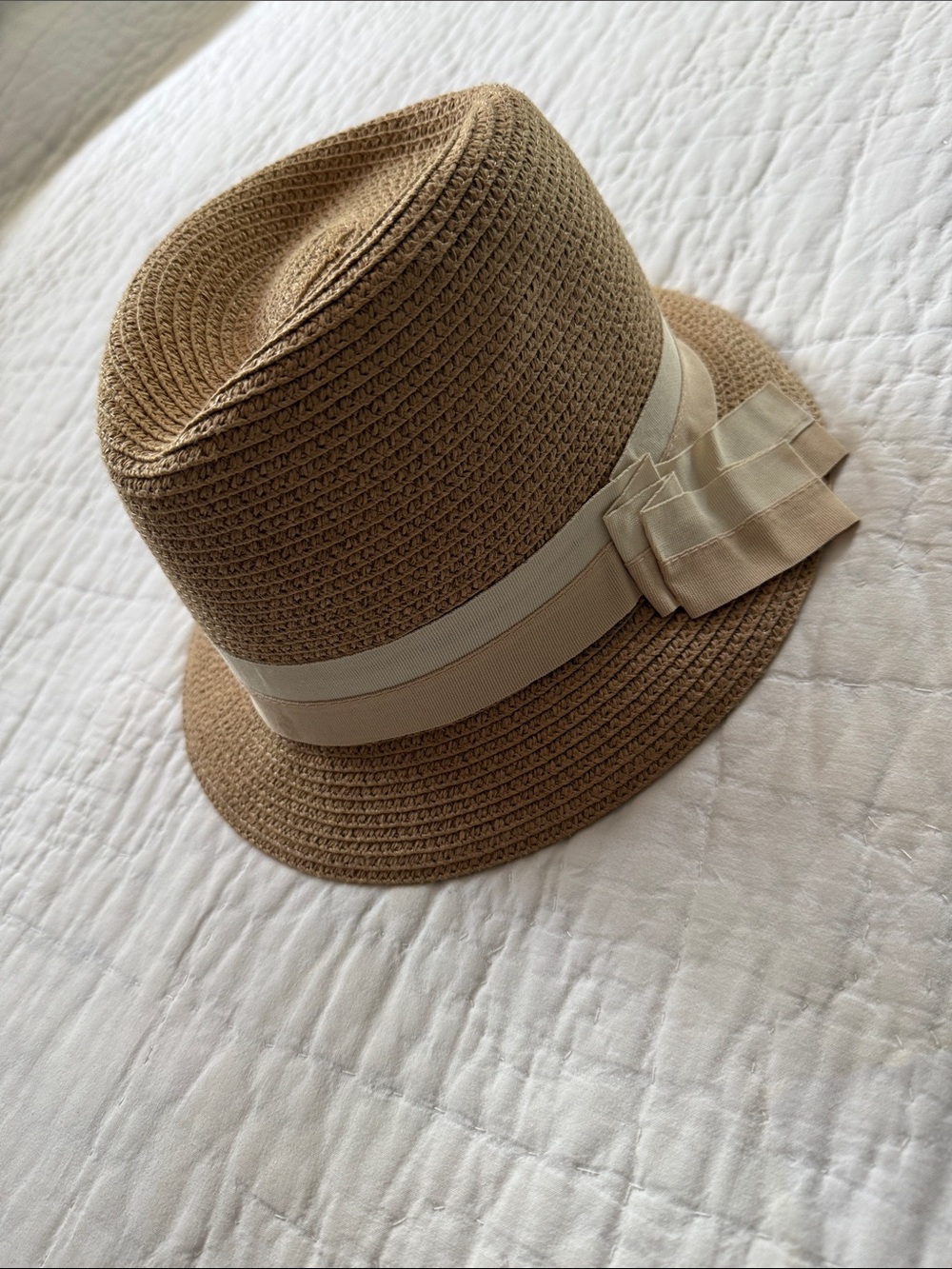 Magid Brown Straw Cloche Hat with Cream Band
